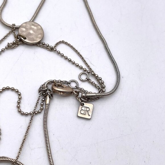 Banana Republic Silver Tone Elephant Pendant Layered Multi Strand Chain Necklace - Picture 3 of 3